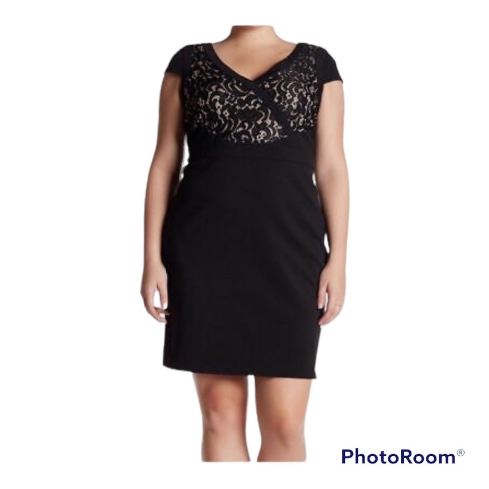 Adrianna Papell Lace & Lace Textured Sheath Dress. Size 2